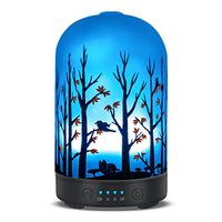 Aromatherapy Essential Oil Diffuser 120ml Glass Fragrance Ultrasonic Cool Mist Humidifier with 7 Color LED Lights and Waterless Auto Shut-off 4 Timed Settings For Home Office Yoga Spa Baby (120ml)