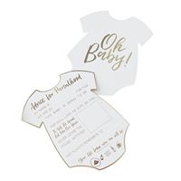 Ginger Ray OB-104 White & Gold Foiled Baby Shower Advice Cards Pack (10Piece)