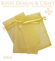 50 Pcs Gold 5x7 Sheer Drawstring Organza Bags Jewelry Pouches Wedding Party Favor Gift Bags Gift Bags Candy Bags [Kyezi Design and Craft]