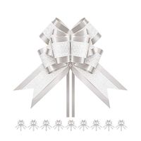 PACKHOME 10 Extra Large Gift Bows, 7.5 inches, Pull Ribbons and Bows for Gifts, Gift Wrap Bows for Decorating Presents Silver