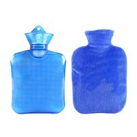 Classic Rubber Transparent Hot Water Bottle 0.75 Liter with Cover for Pain Relief Cold Therapy #24