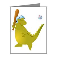 Note Cards (10 Pack) Baseball Playing Dinosaur