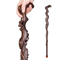 HXZXH Wood Cane with Supportive Curved Handle Gift Exquisite Carving Walking Canes as Gifts Walking Sticks for Men and Women Hand Crutch Crutches Made of Ebony Wood Fashionable Sturdy Stable Brown