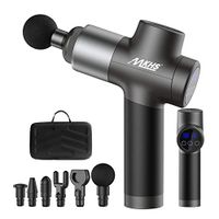 MKHS Professional Muscle Massage Gun for Athletes, Angled Handle Deep Tissue Percussion Muscle Massager for Pain Relief, Cordless Handheld Massager with Portable Carrying Case and 6 Head Attachments