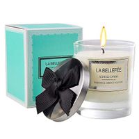 LA BELLEFÉE Scented Candle 7oz Natural Soy Wax Aromatherapy Strong Fragrance of English Pear & Freesia Candle Gift Set With Bow-knot Lid - 45 Hours - 1 Pack