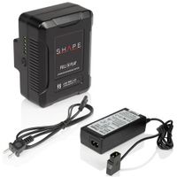 Shape Full Play 14.8V 98Wh 6.8Ah Rechargeable Lithium-Ion Gold-Mount Battery with Portable D-Tap Travel Charger for Broadcast Video Cameras