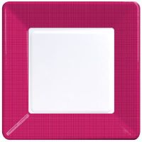Coordinate Textured Square 9-inch Plates, Hot Magenta