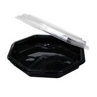Pactiv Reynolds PET Premium Octogonal Food Container Black/Clear, 30 oz. | 150/Case