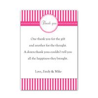 30 Personalized Thank You Card Notes Baby Girl Shower Kids Birthday Party Hot Pink Stripes + 30 White Envelopes