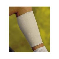 Calf Support - Large Beige Knitted Elastic. Tapered to fit Over Leg. Slips on Easily. Provides Compression.