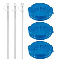 3-Pearl Blue Replacement lids and 3-11" Flexible Straws for 32 oz Hospital mugs