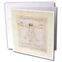 3dRose Famous DaVinci Drawing - Greeting Cards, 6 x 6 inches, set of 6 (gc_58513_1)