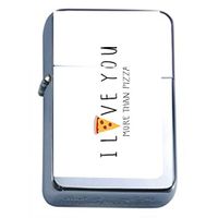 Pizza Love Flip Top Oil Lighter Em3 Smoking Cigarette Silver Case Included