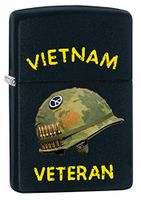 Zippo Lighter: Vietnam Veteran Design - Black Matte 79833