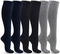 Women’s Compression Socks (6 Pack) – L/XL – Black, Gray, Navy - Graduated Muscle Support, Relief and Recovery. Great for Running, Medical, Athletic, Diabetic, Travel, Pregnancy, Nursing (8-15 mmHg)