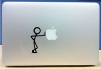 Stick Figure Leaning on MacBook - Vinyl MacBook/Laptop Decal Sticker Graphic
