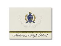 Signature Announcements Nickerson High School (Nickerson, KS) Graduation Announcements, Presidential style, Elite package of 25 with Gold & Blue Metallic Foil seal