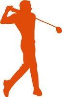 hBARSCI Golfer Post Drive Vinyl Decal - 5 Inches - for Cars, Trucks, Windows, Laptops, Tablets, Outdoor-Grade 2.5mil Thick Vinyl - Orange