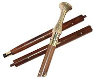 Sun & Moon Walking Stick top Brass Crafted Wooden Staff Handmade Collectible Nautical 3 fold Walking Stick (Brass)