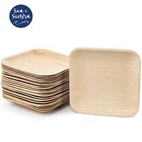 Disposable Palm Leaf Plate Set - Compostable Eco Friendly Dessert & Appetizer Dinnerware - Bamboo Style Party Plates For Weddings, Baby Showers - Square 7" (25 Pack) by Sea To Sierra