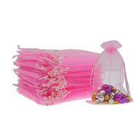 Lautechco 100Pcs Organza Bags 4x6 inches Pink Organza Gift Bags Small Mesh Bags Drawstring Gift Bags Christmas Drawstring Organza Gift Bags (4x6 inches Pink)