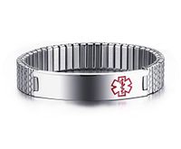 Free Engraving-Unisex Stainless Steel Medical Alert ID Stretch Bracelet for Men and Women, 7.6"