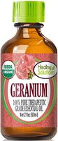 Organic Geranium Essential Oil (100% Pure - USDA Certified Organic) Best Therapeutic Grade Essential Oil - 60ml