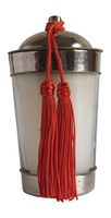 Orange Blossom 5" Votive Non-GMO Candle with Handmade Moroccan Silver and Glass Lidded Display Enclosures, Immerse Yourself in an Orange Grove