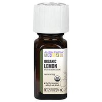 Aura Cacia 100% Pure Lemon Essential Oil | Certified Organic, GC/MS Tested for Purity | 7.4 ml (0.25 fl. oz.) | Citrus limon