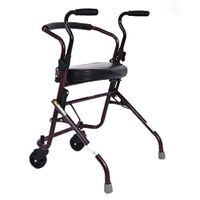 Walkers Steel Tube Double Armrest Folding Belt Wheel for The Elderly Disabled Walking Auxiliary Four-Legged Stick 53cm50cm81cm MUMUJIN