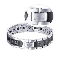 U7 Germanium Magnetic Therapy Bracelet Pain Relief Health Care Wrist Chain Bracelets, 8.6 Inches Resizable (Arrow Weave-Black Customized)