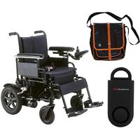 Drive Cirrus Plus EC Folding Power Wheelchair, 20" Seat & Free 130 dB Black Personal Safety Alarm/Siren! + Black Medical Utility Bag with Trim!