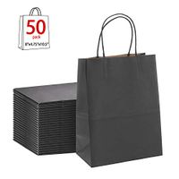 Black Gift Bags 8x4.75x10.5"50Pcs GSSUSA Sturdy Shopping Bags,Party Bags,Merchandise Bag,Kraft Bags,Retail Bags,Black Paper Bags with Handles