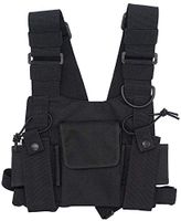 HAPPYX Radio Chest Harness Pouch Holster Vest Rig Hands-Free Adjustable Universal Wireless Two Way Radios Walkie Talkie Pack Backpack Pocket Holder