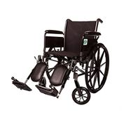 Healthline Lightweight Wheelchair Folding Transport Chair, Lightweight Folding Transport Wheelchair Light Medical Standard Manual Wheelchair, Comfortable Full Arms and Elevating Legrest, 18 Inch Seat
