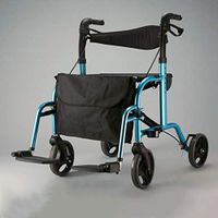 Rolling Walker for Seniors,Foldable Height Adjustable Aluminum Walker Reversible Backrest and Detachable Footrests