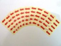 Minilabel 100 Labels , 20X10mm Arrow Shape , Red , Removable / Low Tack Colour Code Stickers