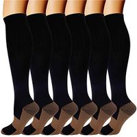 6 Pairs Copper Compression Socks for Men Women 20-30 mmHg Knee High Stockings