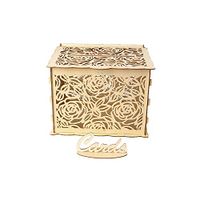 Wooden Wedding Supplies Card Case Yellow Wooden Gift Boxes Wedding Card Box with Lock DIY Money for Birthday Party Decor,F