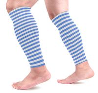 LEVEIS Stripe Color Blue and White Arm Sleeves UV Protection for Men Women Sunblock Protective Gloves Running Golf Cycling Driving Long Arm Cover 1 Pair