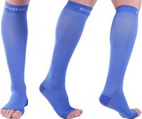 Doc Miller Open Toe Compression Socks 1 Pair 30-40mmHg Edema (Blue, M)