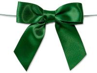 6ct. Pre-Tied Hunter Green 3" Satin Gift Bows Wire Ties Ready-to-Use 7/8" Ribbon
