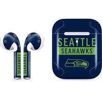 Skinit Decal Audio Skin for Apple AirPods with Wireless Charging Case - Officially Licensed NFL Seattle Seahawks Blue Performance Series Design