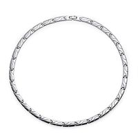 Rando Mens Magnetic Therapy Link Chain Necklace Stainless Steel 2 Rows Germanium Energy Health Necklace for Neck Arthritis Headaches Shoulder Pain Relief Jewelry (Silver)