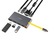 USB C Hub Thunderbolt 3 Hub Universal Laptop Docking Station with HDMI/VGA and Gigabit Ethernet, Power Delivery Up to 100W, 3 USB 3.0 Ports Type C Hub for Type-C Devices