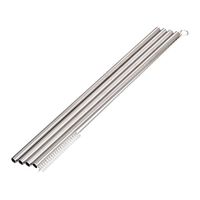 WINOMO 4pcs Stainless Steel Straight Drinking Straw Sucker Cleaning Brush for Juice Cocktail Beverage Reusable Straight