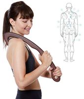 Accuwood Trigger Point Massager - Massage Cane for Neck, Back and Shoulders with Usage Pamphlet - Mahogany