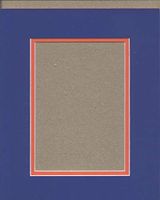Pack of 5 11x14 Royal Blue and Orange Double Picture Mats Cut for 8x10 Pictures