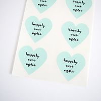 Happily Ever After Stickers by Once Upon Supplies, Heart Shape Seal and Labels for Wedding Invitations, Thank You Cards, and Bridal Shower Invitations, 1.5 Inches X 1.5 Inches, Mint Green, 48 Stickers