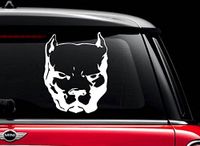 pitbull-dog (White 4") Vinyl Decal Sticker for Car Automobile Window Wall Laptop Notebook Etc.... Any Smooth Surface Such As Windows Bumpers